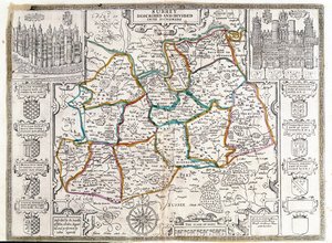 Mapa de Surrey, descrito y dividido en cientos